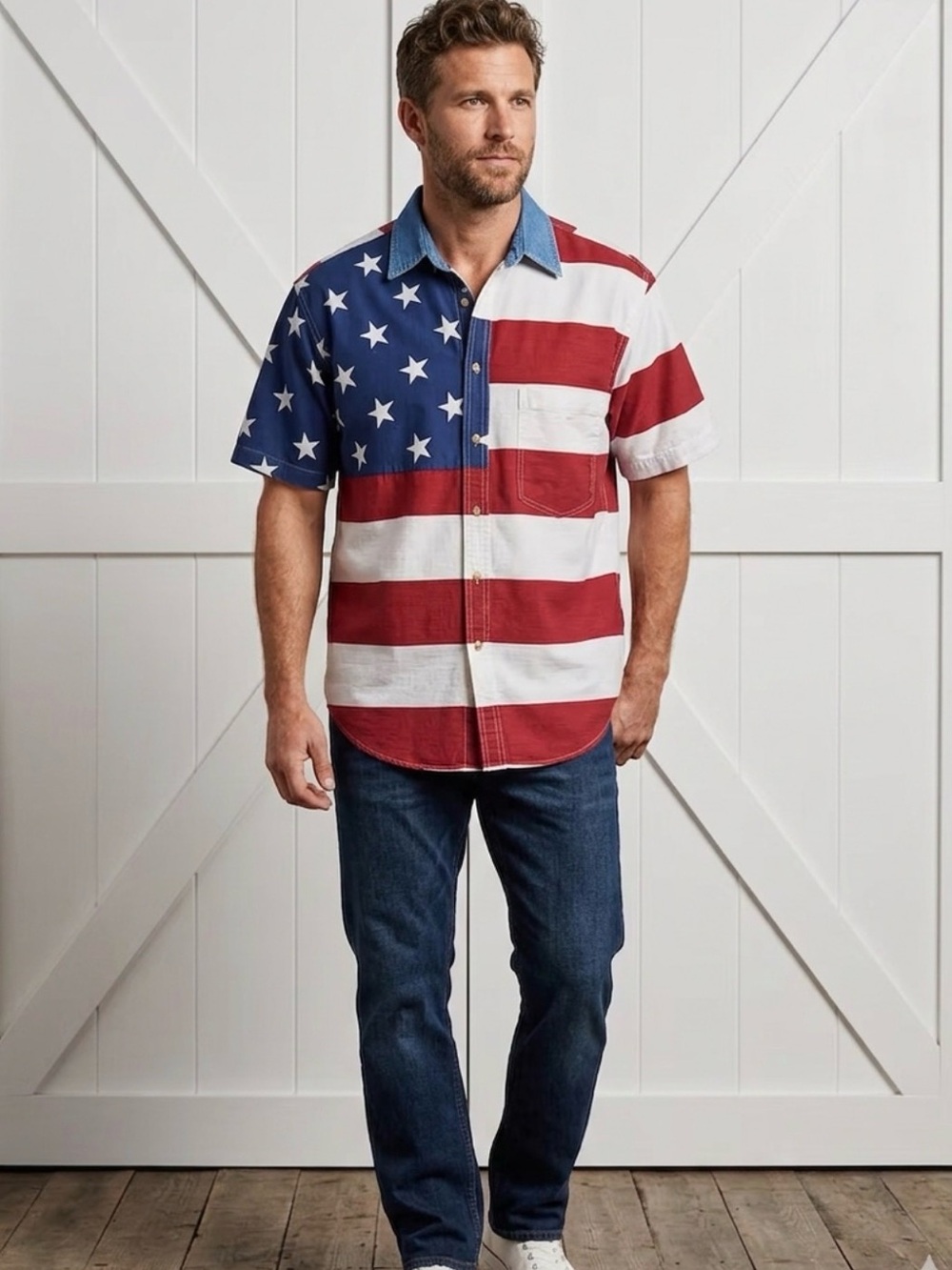 Vintage Quizz Patriotic Red White & Blue Shirt – Size Medium